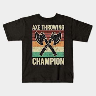 Funny Axe Throwing Champion Retro Vintage Kids T-Shirt